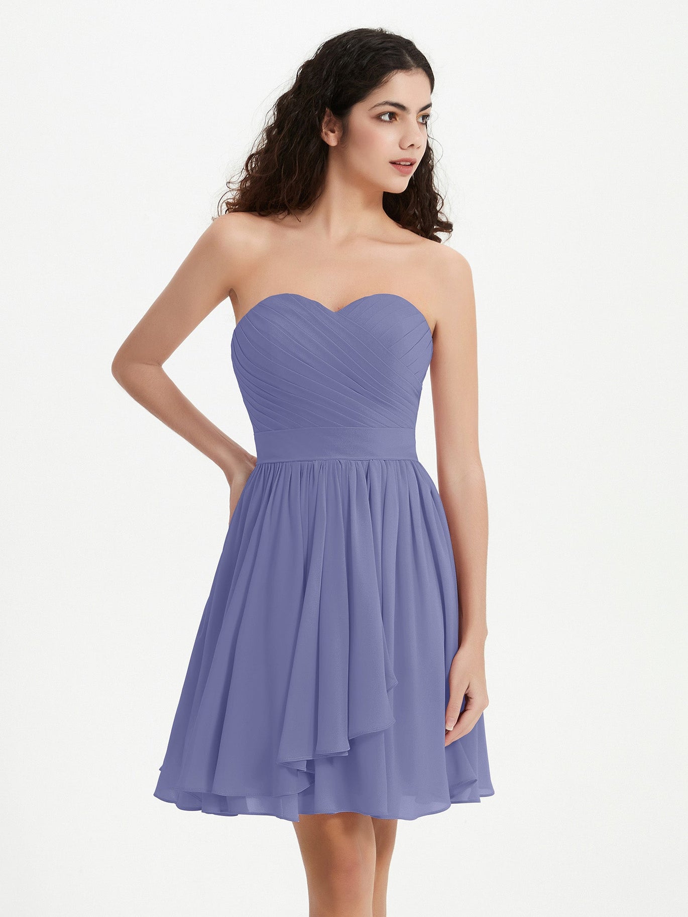 short periwinkle bridesmaid dresses Straps Periwinkle Tiered Ruffle Short A-line Homecoming Dress – Ohmollydress