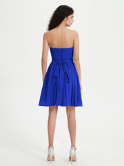 Strapless Sweetheart Neck Mini Dresses-Royal Blue
