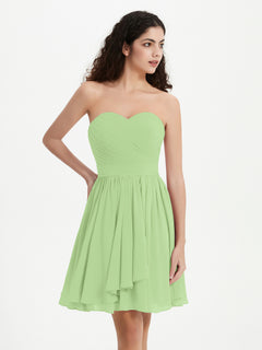 Strapless Sweetheart Neck Mini Dresses-Sage