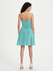Strapless Sweetheart Neck Mini Dresses-Spa