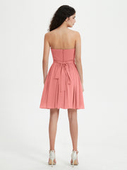 Strapless Sweetheart Neck Mini Dresses-Sunset