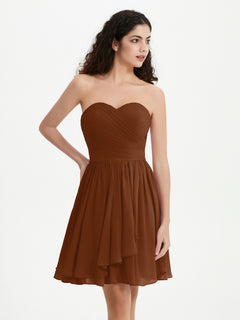 Strapless Sweetheart Neck Mini Dresses-Terracotta