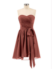 Strapless Sweetheart Neck Mini Dresses-Terracotta