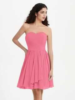 Strapless Sweetheart Neck Mini Dresses-Watermelon Plus Size