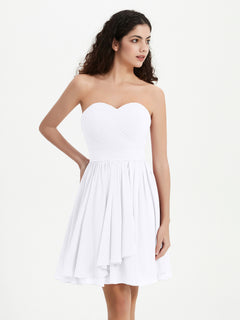 Strapless Sweetheart Neck Mini Dresses-White