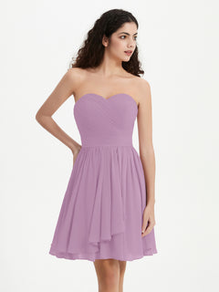 Strapless Sweetheart Neck Mini Dresses-Wisteria