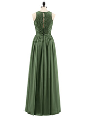 Long Lace Dress with Illusion Sweetheart Neck-Olive Green