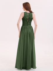 Long Lace Dress with Illusion Sweetheart Neck-Olive Green Plus Size