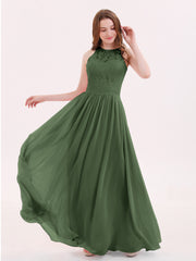 Long Lace Dress with Illusion Sweetheart Neck-Olive Green Plus Size