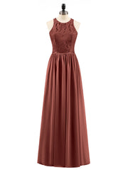 Long Lace Dress with Illusion Sweetheart Neck-Terracotta