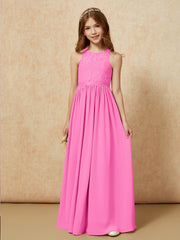 Sleeveless Lace Chiffon A-line Junior Bridesmaid Dress Azalea