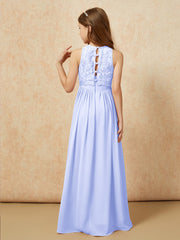 Sleeveless Lace Chiffon A-line Junior Bridesmaid Dress Lavender