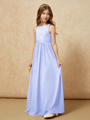 Sleeveless Lace Chiffon A-line Junior Bridesmaid Dress Lavender
