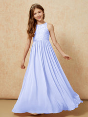 Sleeveless Lace Chiffon A-line Junior Bridesmaid Dress Lavender