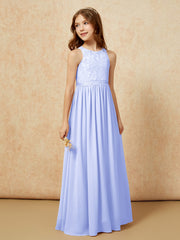 Sleeveless Lace Chiffon A-line Junior Bridesmaid Dress Lavender