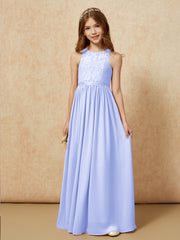 Sleeveless Lace Chiffon A-line Junior Bridesmaid Dress Lavender