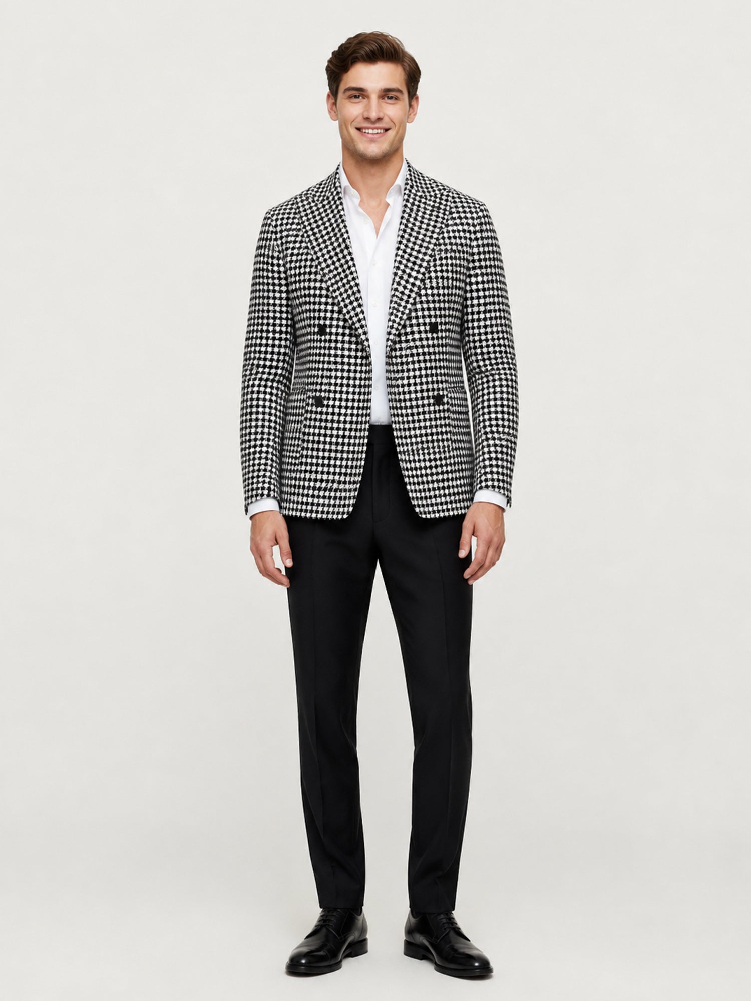 Houndstooth Peak Lapel Double-Breasted Men Suits – BABARONI