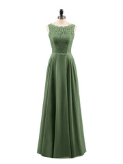 Lace Bodice Chiffon Skirt Long Dress-Olive Green Plus Size