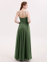 Lace and Chiffon Bridesmaid Dress-Olive Green