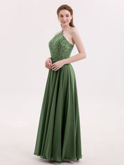 Lace and Chiffon Bridesmaid Dress-Olive Green Plus Size