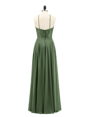 Lace and Chiffon Bridesmaid Dress-Olive Green Plus Size