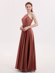 Lace and Chiffon Bridesmaid Dress-Terracotta Plus Size