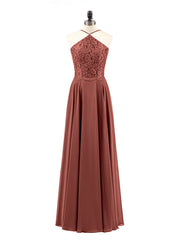 Lace and Chiffon Bridesmaid Dress-Terracotta Plus Size