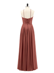 Lace and Chiffon Bridesmaid Dress-Terracotta Plus Size