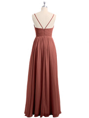 Chiffon Bridesmaid Dresses with Spaghetti Straps-Terracotta