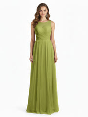 Illusion Neck Cross Tulle Bridesmaid Dresses-Clover