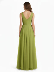 Illusion Neck Cross Tulle Bridesmaid Dresses-Clover