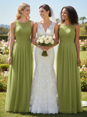 Illusion Neck Cross Tulle Bridesmaid Dresses-Clover