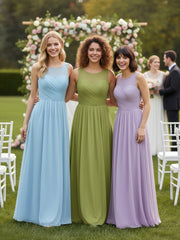 Illusion Neck Cross Tulle Bridesmaid Dresses-Clover