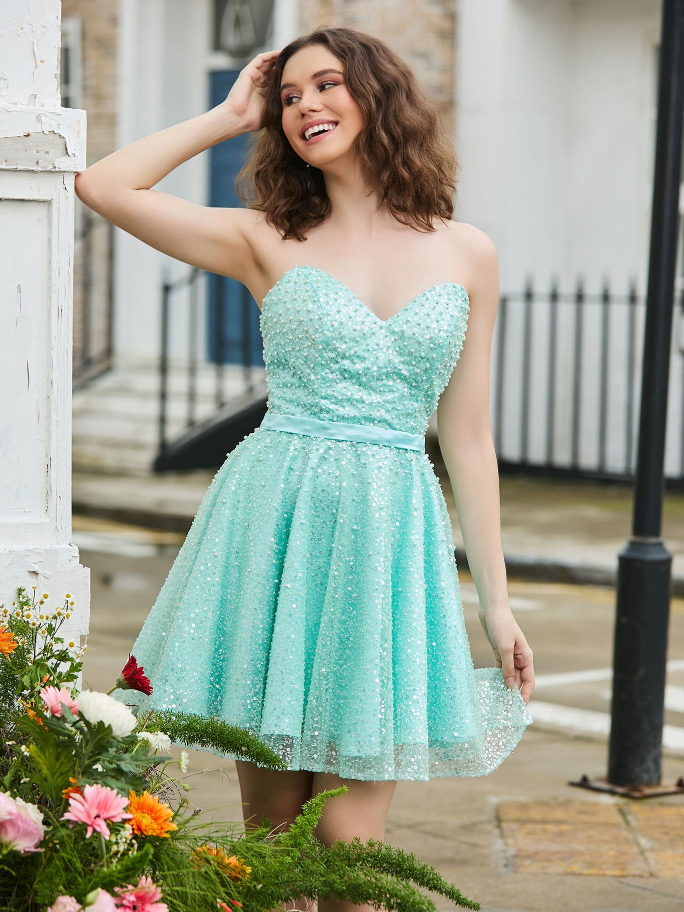 mint green hoco dresses Wedtrend Women Sparkly Homecoming Dress with Lace-up Back Sequin Bodycon Spaghetti Straps Short Cocktail Dress – WEDTREND formal parties mint green homecoming dress Simple