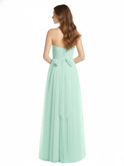 Strapless Sweetheart Neck Tulle Dresses with Bow-Mint Green