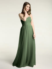 Strapless Sweetheart Neck Tulle Dresses with Bow-Olive Green Plus Size
