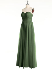 Strapless Sweetheart Neck Tulle Dresses with Bow-Olive Green