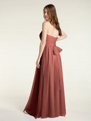 Strapless Sweetheart Neck Tulle Dresses with Bow-Terracotta Plus Size