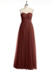 Strapless Sweetheart Neck Tulle Dresses with Bow-Terracotta