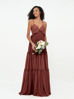 Empire Chiffon Tiered Skirt Max Bohemian Dresses-Terracotta Plus Size