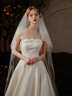 Simple Two Tiers Sheer Wedding Veils