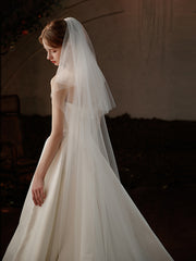 Simple Two Tiers Sheer Wedding Veils