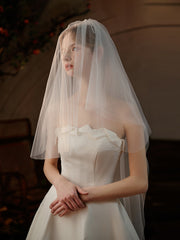 Simple Two Tiers Sheer Wedding Veils