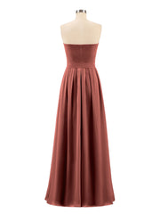 Chiffon Strapless Bridesmaid Gown with Sash-Terracotta