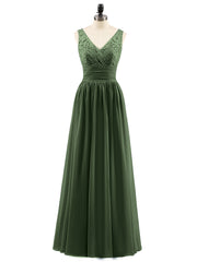 Lace and Chiffon Dresses with Open Back-Olive Green Plus Size