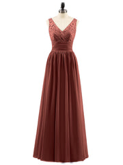 Lace and Chiffon Dresses with Open Back-Terracotta Plus Size