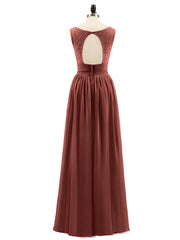 Lace and Chiffon Dresses with Open Back-Terracotta