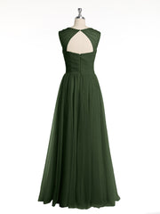 Cross-Pleated Tulle Long Dresses with Beaded Straps Olive Green