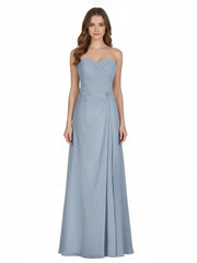 Strapless Sweetheart Neck Dress with Slit-Dusty Blue Plus Size