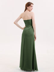 Strapless Sweetheart Neck Dress with Slit-Olive Green Plus Size